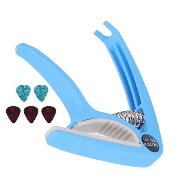 Elgitarr Capo ABS Quick Release Ukulele Gitarr Capo Set med 5st Gitarrplektrum för Mandolin Banjo Blå
