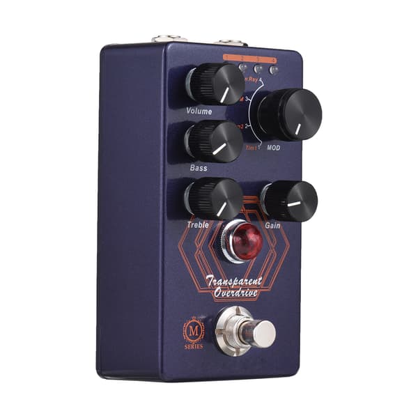 MOSKYAudio Overdrive Gitarr FX Pedal 4-lägesval & Vol/Bas/Diskant/Gain-rattar Kompakt Bärbar Digital Processor Elgitarr Transparent Drive