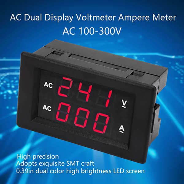 LED Digital Display AC 100~300V Voltmeter 0-100A Amperemeter (Rød rød)
