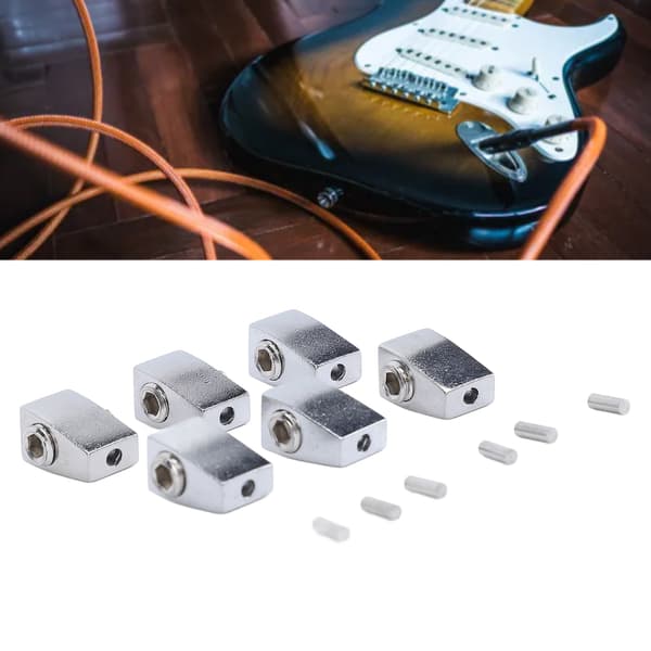 6 st silver gitarrlåsmutter och stallset delad typ tillbehör för huvudlösa elgitarrdelar