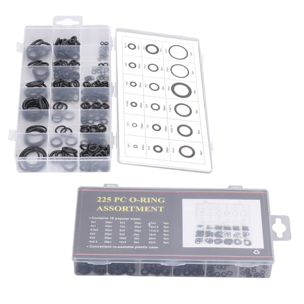 225PCS O-ring sortiment gummitätningspackningar multifunktionellt slitstarkt brickkit