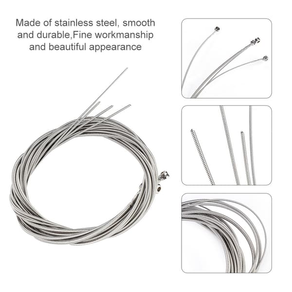 5-pack rostfria silverbasgitarrsträngar 120 cm 1,2-3 mm för 5-strängad elbas reservdelar