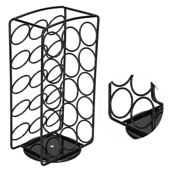 Roterende kaffekapselholder, metalstativ med 30 kapsler, solid sort kompakt organizer