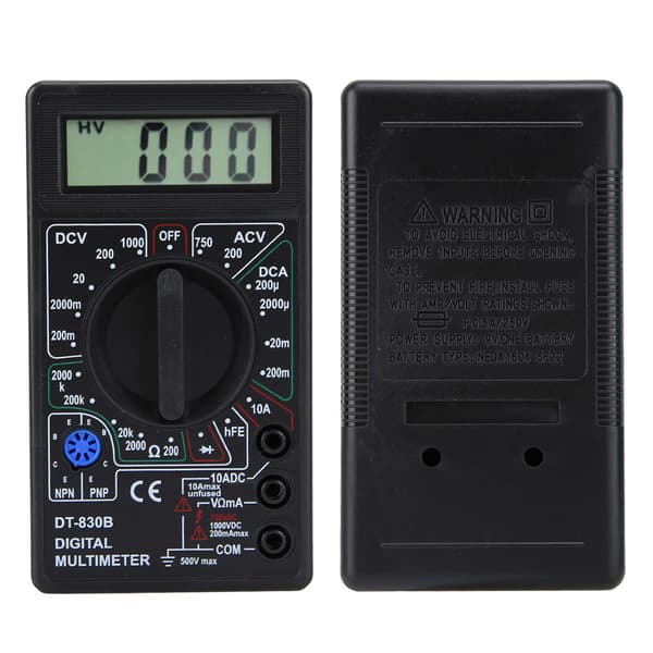 DT-830B Multifunktionel Bærbar LCD Digital Multimeter Amp Volt Ohm Tester Voltmeter Ohmmeter Måler DT-830B Sort