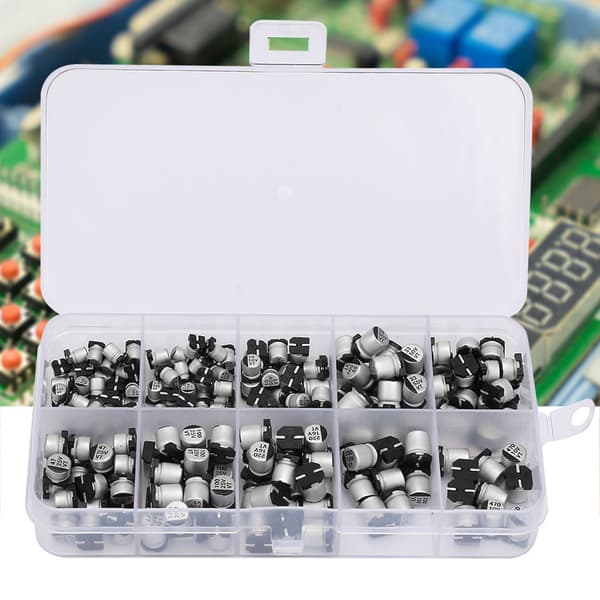 200 stk. 10-50V SMD Elektrolytkondensatorsæt 1uF 470uF E Cap Kondensator Sortiment