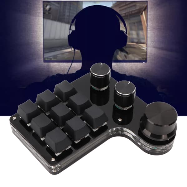 RGB Baggrundsbelyst Mini Makro Pad 9 Taster 3 Knapper Blå Switch USB Programmerbart Gaming & Kontor Tastatur