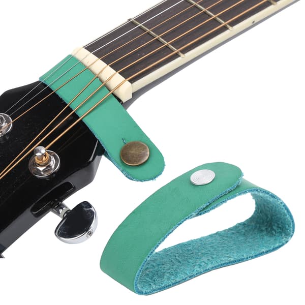 Mikrofiber Läder Gitarr Halsrem Knapp Elgitarr Bas Halsrem Krok Grön