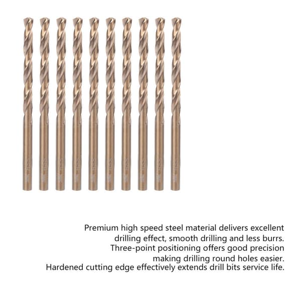 10 stk. HSS CO Lige Skaft Twist Borebits til Rustfrit Stål Jernplade (5.5mm)
