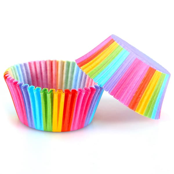 100 stk. farverige cupcakeforme, cupcake-papir, bageforme, muffinforme, kageforme