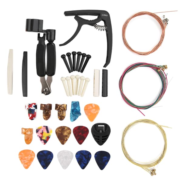 36PCS/Set Gitarrsträngar Byte Verktygssats med Capo Winder Cutter Tumplektrum Sadel Stall