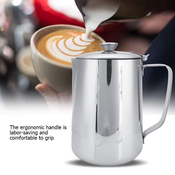 Mælkekande i rustfrit stål med låg til Latte Coffee Art (600 ml)