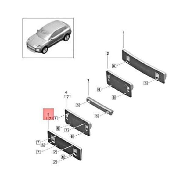 Nummerpladeholder til frontkofangerbeslag 95B807287 til Macan 95B 2014-2018