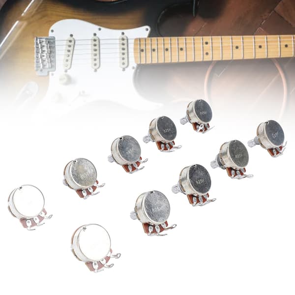 B25K 25K Ohm Basgitarr Pot 18mm Axel Metrisk M8 10-pack för Volym- och Tonjustering