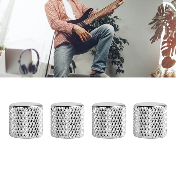 4 st elgitarrrattar set metallpotentiometerlock volymtonkontroll för bas silver
