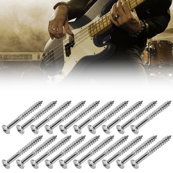 20-pack gitarrhals-skruvar i rostfritt stål, rostfritt monteringsset för elbas, silver, 20 delar