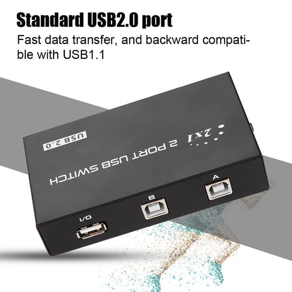 USB 2.0 2-ports manuel KVM-switchboks til deling af pc-printer, scanner og perifert udstyr