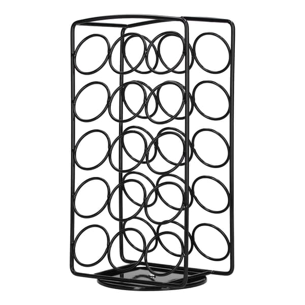 Roterende kaffekapselholder, metalstativ med 30 kapsler, solid sort kompakt organizer