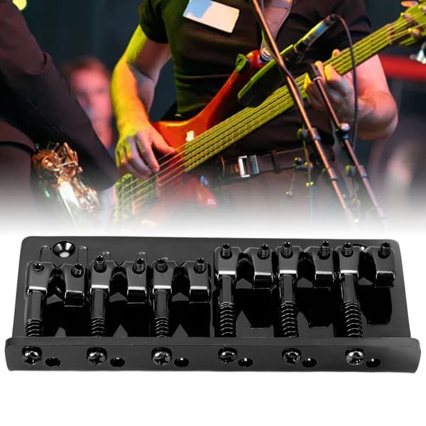 Sort zinklegering fast basguitarbro til 6-strenget elbas, reservedel til guitarøvelse, sort hardware