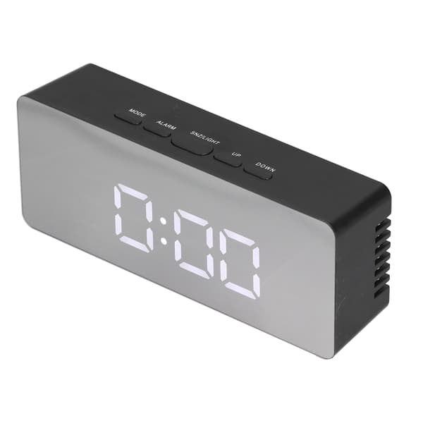 LED Spegelväckarklocka Rektangulär Digital Klocka med Temp Display för Sovrum Vardagsrum Kontor Resor