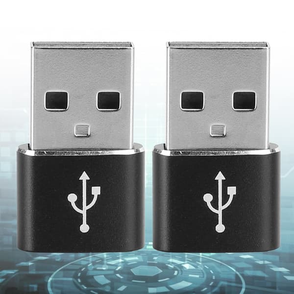 2-pak aluminium USB C til USB-adapter, sort, til opladning og datasynkronisering