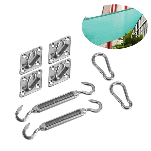 8 stk/sæt sølv rustfrit stål solsejl hardware kit installationstilbehør