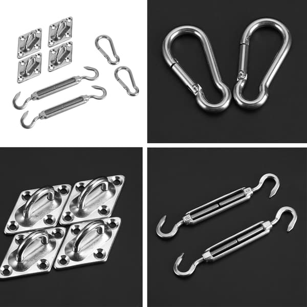 8 stk/sæt sølv rustfrit stål solsejl hardware kit installationstilbehør