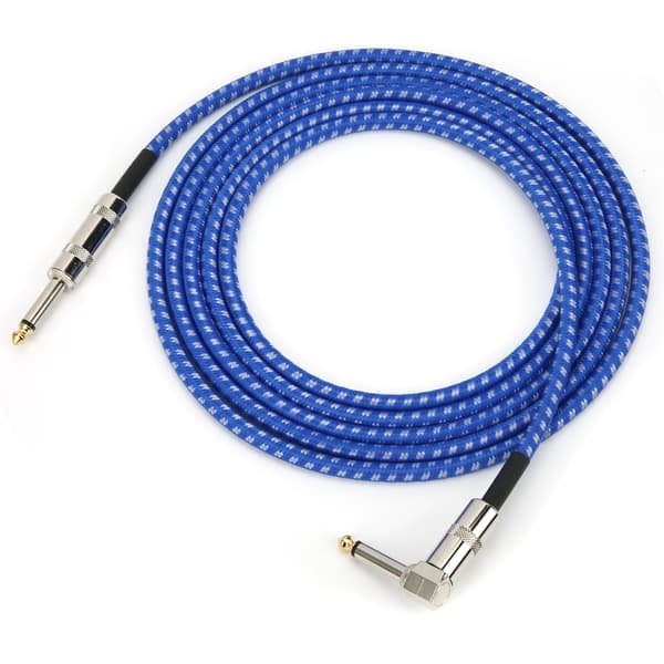 6,35 mm OFC Instrumentkabel Brusfri Blå och Vit 3m för Gitarr Bas Mikrofon Keyboard 1-pack