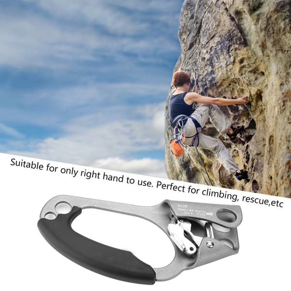 Grå klätterrepklämma för 8-13 mm rep, högerhandsascender, bergsklättringsutrustning