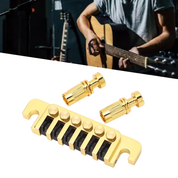 Guld Tvåvägs Wraparound Stall & Stränghållare passar Gibson LP EPI Elgitarr