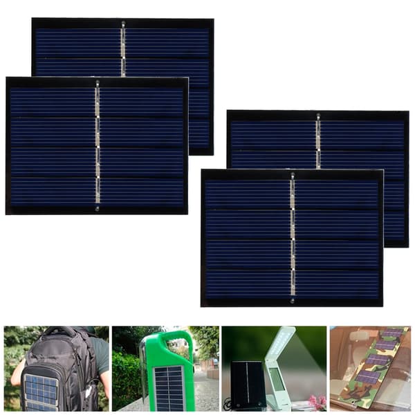 4 stk. 0,65W 2V DIY solpanelmodulsystem til solcellelegetøj, lys, batteriopladning 60x80mm