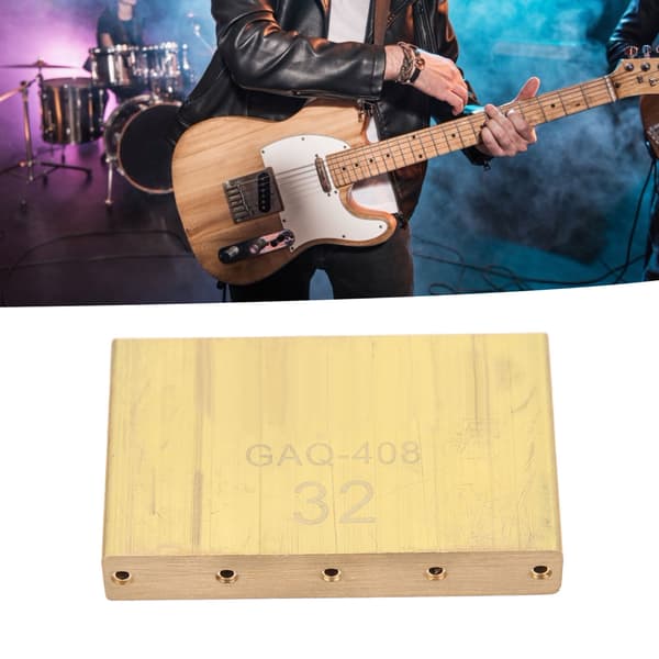 Gyllene mässing Tremolo Block Gitarrstallbas 32 mm Kompakt Rostfri Gitarrhårdvara med 3 skruvar för Elgitarr