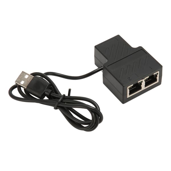 RJ45 Ethernet Splitter 1 til 2, 100Mbps LAN Adapter Hub med USB-strømkabel