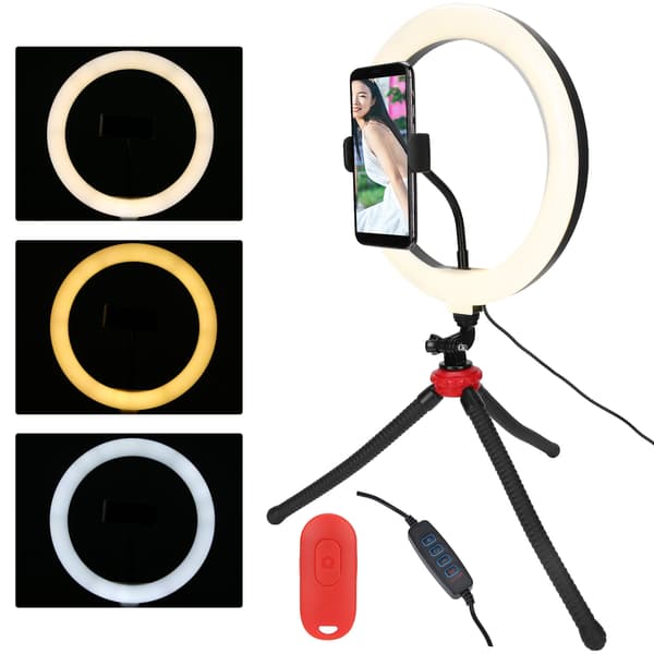 Sammenfoldelig LED-ringlys til livestreaming, selfies, kamera og makeup – skrivebordsfyldlys