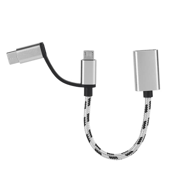 USB-C 2-i-1 OTG-adapter 2-pack, USB 3.0 grå kontakt för snabb dataöverföring