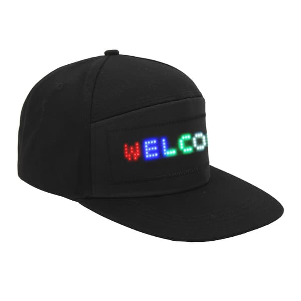 LED-hat programmerbar Bluetooth APP redigerbar farverig kasket til udendørs koncert karneval sort