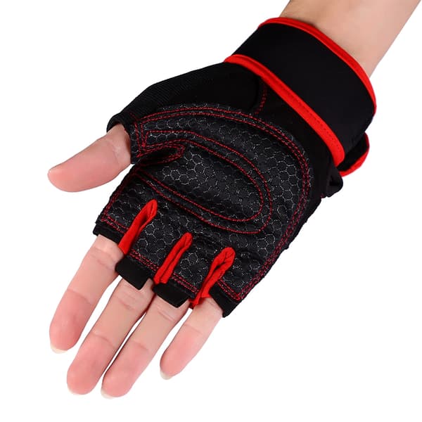 2-pack röda stora tyngdlyftningshandskar Gym Träningshandskar med handledsstöd