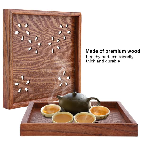 Traditionell trätefat Kaffe Frukt Snacks Serveringsbricka för hemrestaurang 18*18cm