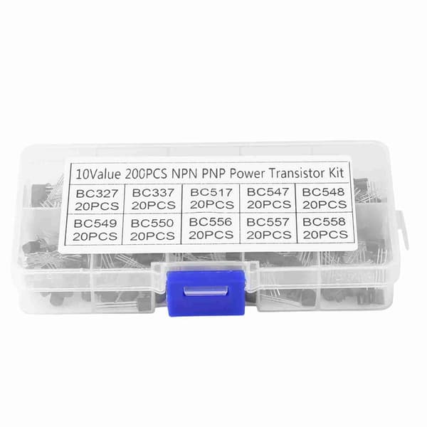 200 stk. 10 værdier NPN PNP TO‑92 BC327‑BC558 Transistor Sortiment DIY Sæt