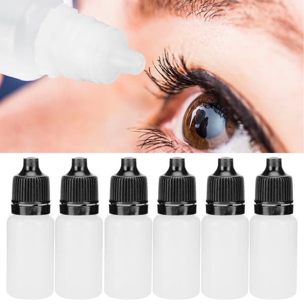 50 st 5 ml tomma droppflaskor klämbara ögonvätskeflaskor med lock och proppar, svart