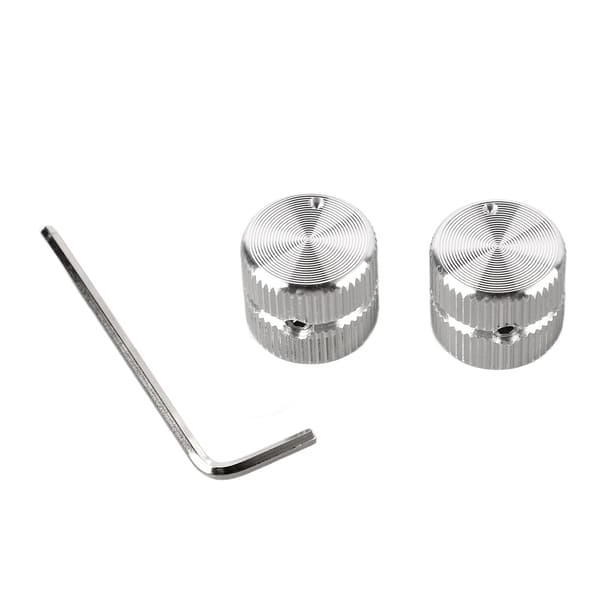 Silver metallgitarr volym tonkontrollknappar 2-pack med skiftnyckel för elektrisk bas & gitarrpotentiometerdelar