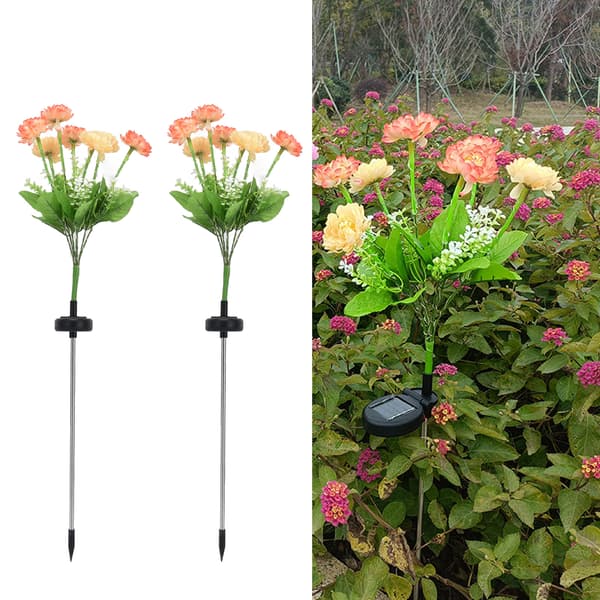 2 stk. solcellehavelys LED solcelleblomsterlys til have, terrasse, græsplæne, sti