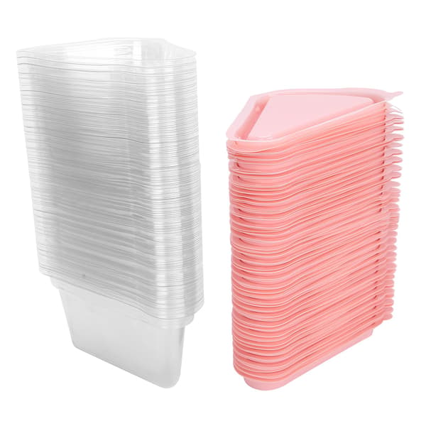 100 st triangulär tårthållare transparent PET-matmuffin förpackningsbehållare rosa