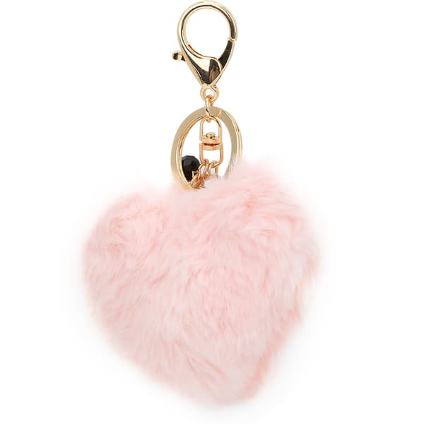 Fluffig Hjärtnyckelring Rosa Pälskula Ring Väskberlock Dekorativ Present