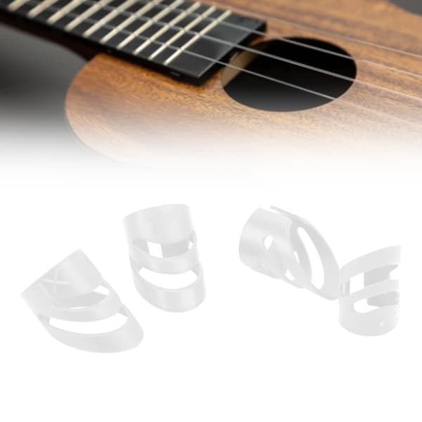 4 st gitarrfingerplektrum fingerskydd instrumenttillbehörspaket för basbanjo vit