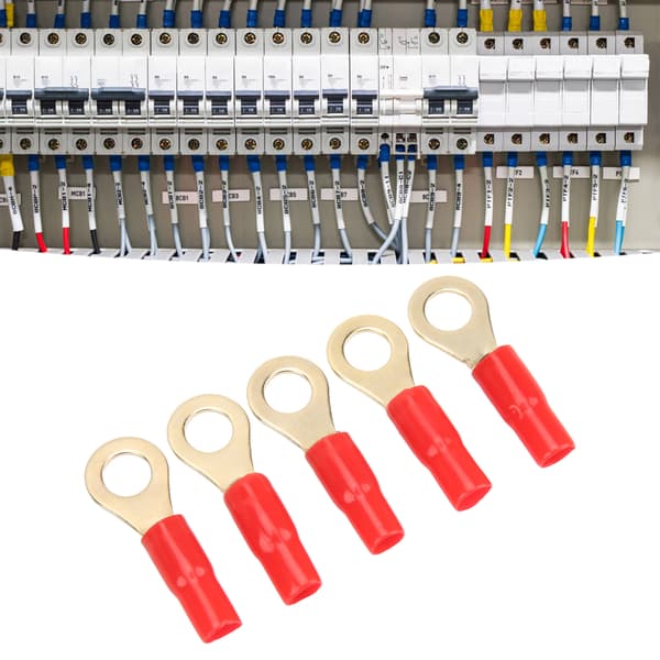 50 stk. 8 Gauge Kobber Ringterminaler, Krympeflex Ledningsforbindere, Messingkabelsko, Rundt Øje