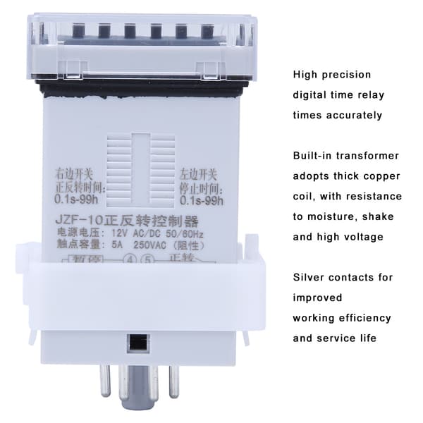 BERM JZF-10A LCD Tidsrelæ Motor CW/CCW Controller Timing Switch 0.1S-99H 12V AC/DC