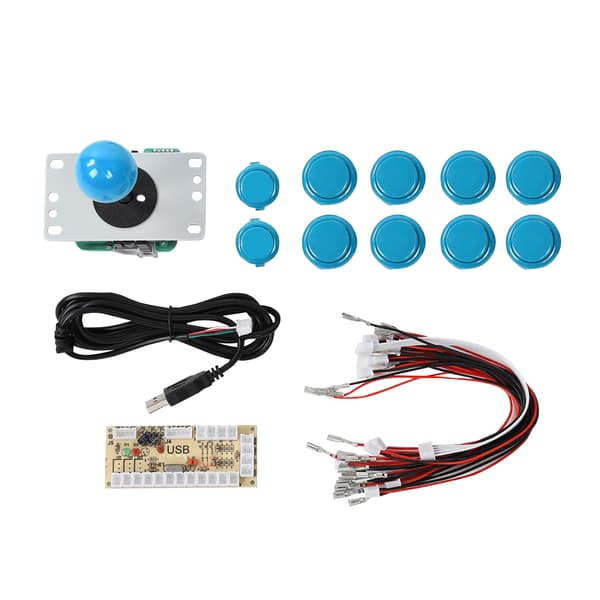 DIY Arkadjoystick & Knapp Rocker Kit för Raspberry Pi PC Spelmaskin Blå