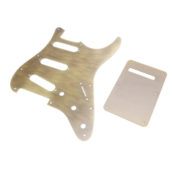 Bronsmetall Elgitarr Scratchplate & Bakplatta Set för 3 Single Coil Pickups, SSS-stil, 2-delat kit
