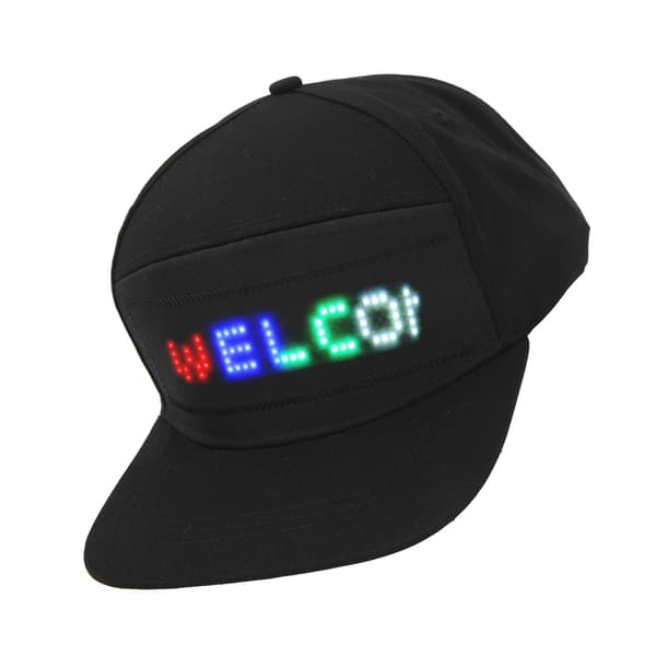 LED-hat programmerbar Bluetooth APP redigerbar farverig kasket til udendørs koncert karneval sort