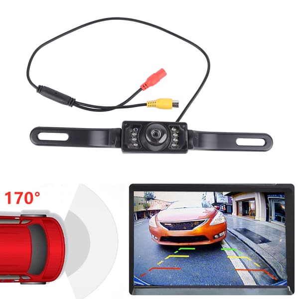 HD Night Vision Bil Backkamera 8 LED Infraröd Vattentät Nummerplåtsram Montering
